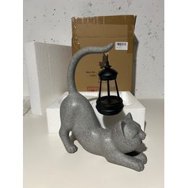 Statue de chat en résine avec lanterne solaire
