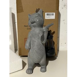 Statue de chat en résine avec lanterne solaire -