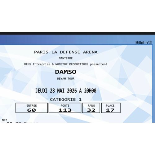 Billet Damso 28 Mai 2026