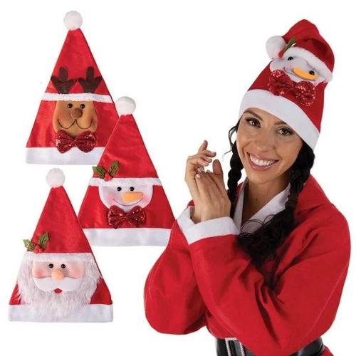 Bonnet Père Noël - Personnage De Noël Adulte - Ptit Clown - 19426 - Accessoire Déguisement Fête - Modèle Aléatoireblanc, Rouge