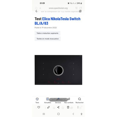 Table de cuisson aspirante