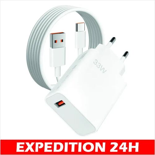 Chargeur 33W - ZISONIX - Compatible Xiaomi 13/12 Pro/11 - Câble USB C 2M - Charge rapide - Design compact