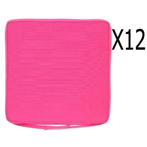 Lot De 12 Galettes Chaise Coloris Framboise - Dim : L 40 X P 40 X H 5 Cm
