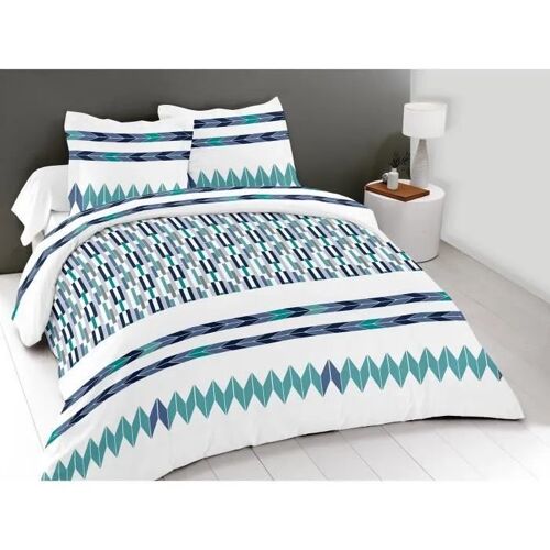 Housse De Couette - 100% Coton - 220x240 Cm - 2 Taies 65x65 Cm - Tissage Très Serré - Lavable En Machine