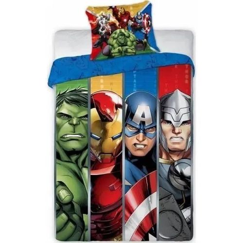 Parure De Couette - Homerokk - Avengers Marvel - 140x200 Cm - 1 Taie D'oreiller - Bleu