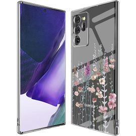 TRAHOO-Antichoc Coque pour Samsung Galaxy Note 20 Ultra,Housse Étui en Transparent TPU avec Motif de Fleurs Peintes,Ultra Mince Silicone Phone Protection Case Cover-3
