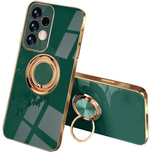 TRAHOO-Mode Coque pour Samsung Galaxy A53 5G, Très Mince Conception de Galvanoplastie Antichoc Housse avec Anneau Béquille, Souple TPU Silicone Élégant Étui.Vert foncé