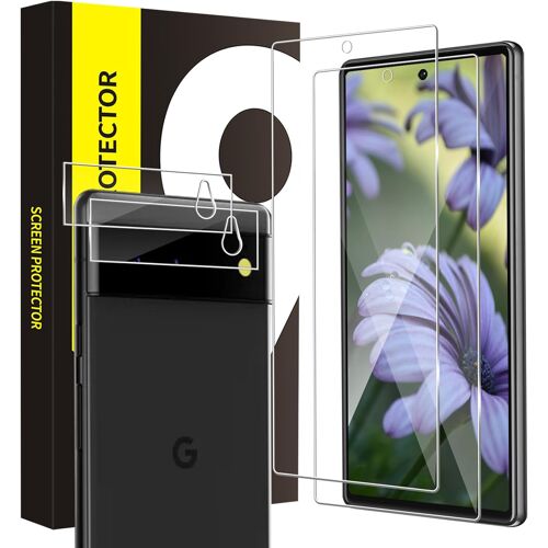 2+2 Pièces Verre Trempé Pour Google Pixel 6, Dureté 9H Protection Écran, Caméra Protecteur, 2.5D Couverture Complète, Pas De Bulles, Haute Sensibilité, Haute Définition Pixel 6 Protection