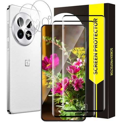 TRAHOO-2+2 Pack Verre Trempé pour Oneplus 13 5G, Caméra Protecteur, à l'épreuve des bulles, 3D plein écran vitre protection, Sensible au Toucher, 9H Dureté, HD Claire Oneplus 13 protection écran