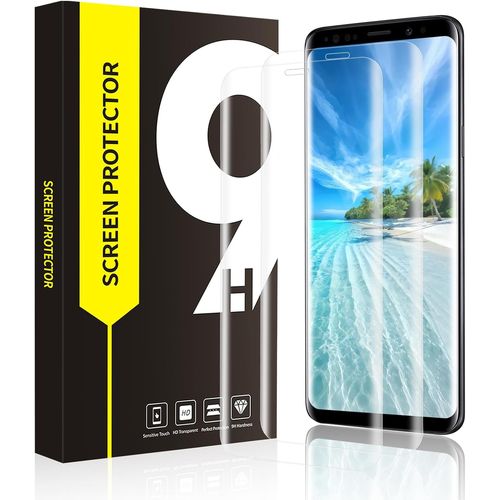 TRAHOO-2 Pièces Verre Trempé pour Samsung Galaxy S8, 9H Dureté Anti-rayures HD vitre protection, 3D Incurvé Couverture Complète Anti-salissures protection écran pour Samsung Galaxy S8