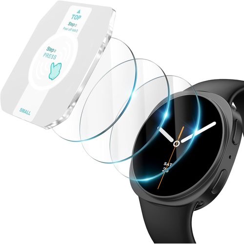 Trahoo-[3-Pièces Protège-Écran En Verre Trempé Avec Kit D'alignement Automatique, Compatible Avec Samsung Galaxy Watch 8 44mm, Protection Ultra-Mince Légère Anti-Choc Pour Galaxy Watch8, Clair