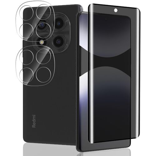 TRAHOO-1 Pièce Verre Trempé Anti Espion pour Xiaomi Redmi Note 14 Pro 4G Protection D'écran + 2 Pièces Protecteur Caméra, 9H/Anti-Spy, Protège Écran pour Redmi Note 14 Pro 4G - Privacy Vitre Trempé