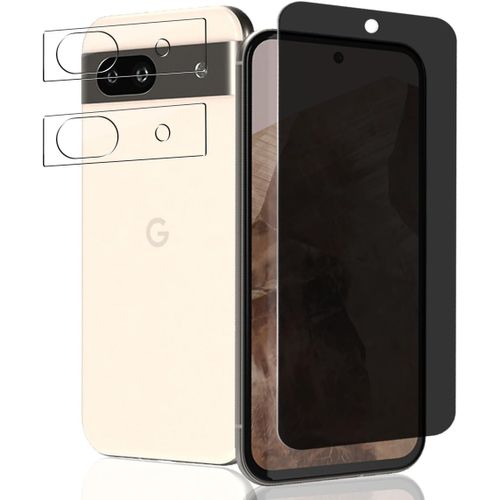 TRAHOO-9H Verre Trempé Anti Espion pour Google Pixel 8A Protection D'écran [1 Pièce] + Protecteur Caméra [2 Pièces], Sans Bulles, Anti-Spy Vitre Trempé Protège Écran pour Google Pixel 8A