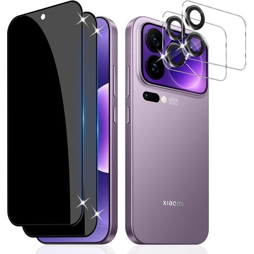 Verre Trempé Anti-Espion Pour Xiaomi 17 Pro Max, 2 Pièces Protection Écran De Confidentialité Et 2 Pièces Protecteur Caméra Arrière, Dureté 9H Glass Privacy Film