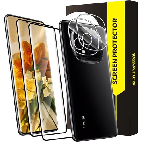 TRAHOO-2+2 pièces Verre Trempé pour Xiaomi Redmi Note 14 Pro Plus 5G, 9H Dureté vitre protection+Caméra Arrière, Haute Sensibilité, 3D plein écran, HD Redmi Note 14 Pro Plus protection écran