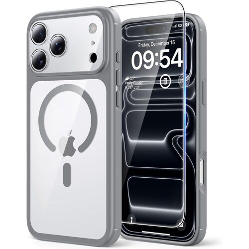 SUBZONAL-Coque Magnétique pour iPhone 17 Pro avec Protection écran,Protection Totale de la Caméra, Compatible avec MagSafe Protection Anti-Choc Mince et Anti-Chute - Gris