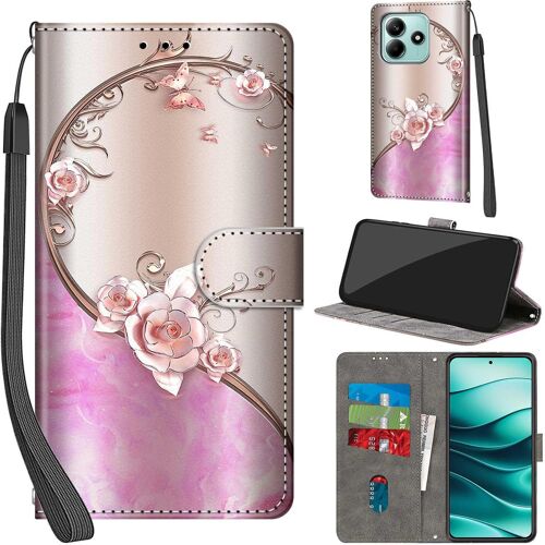 JGD-Coque pour Xiaomi Redmi Note 14 5G Cover [Housse en Cuir PU Premium] [Etui à Rabat] [Pochette de Portefeuille], Étui de Protection pour Redmi Note 14 5G,Rose