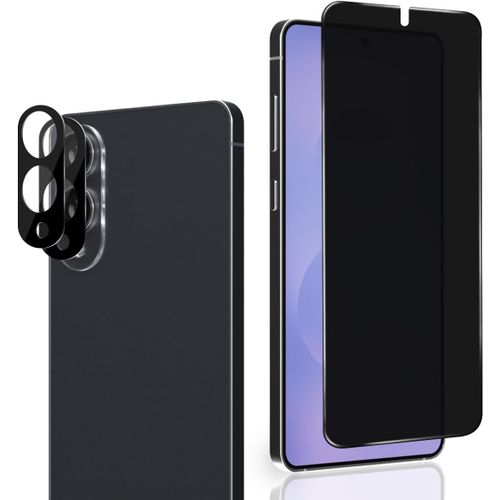 TRAHOO-Verre Trempé Anti Espion pour Samsung Galaxy S25 Edge, 1 Pièces Privacy Film et 2 Pièces Protecteur Caméra Arrière, Sans Bulles 9H Dureté Anti-Spy Protection écran