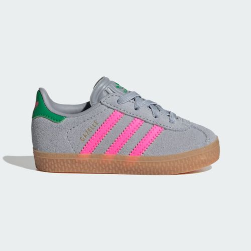 Chaussure Gazelle Comfort Closure Lacets Élastiques Enfants Adidas - Halo Silver / Lucid Pink / Green - 24