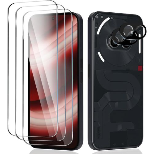TRAHOO-Verre Trempé pour Nothing Phone 2A / Phone 2A Plus /2a+ Protection Ecran 3 pièces + Caméra Protecteur 2 pièces, Haut Définition, Dureté 9H,Sans Bulle, Anti-Rayures Protection Écran