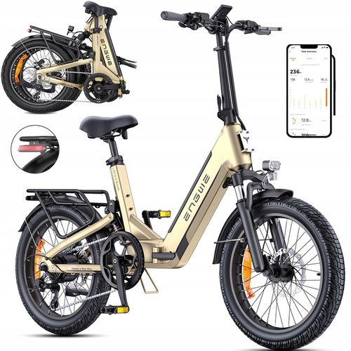 Vélo Électrique Pliant Engwe L20 3.0boost, 250 W, 48 V 13,5 Ah, Pneus 20 Pouces, Couple De 75 Nm, Capteur De Couple, Freins Hydrauliques - Or