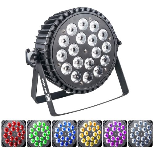 Par Led Projecteur Lumière 18x15w RGBWA+UV 6-en-1 - DMX 512 Projecteur Scène Lumière Disco - Jeux de Lumiere - LED Éclairage de Scène Phare Par Lampes Intégrée pour Soirée/Fête