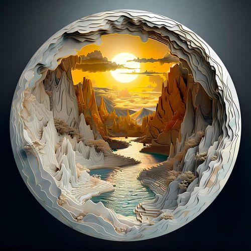Puzzle 1000 Pieces Adulte Classique Rond Paysage Caverne 3d Unique Pour Famille Amis
