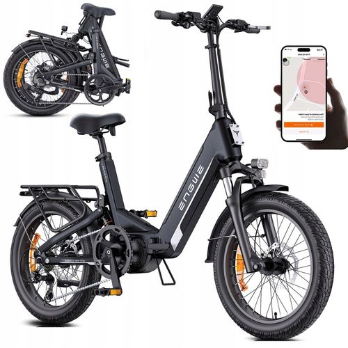 Vélo Électrique Pliant Urbain Engwe L20 3.0 Pro, 250w, 25 Km/H, 100 Nm, Moteur Central, Suspension Intégrale, Pneus 20" × 3,0", Batterie 48 V 15 Ah (720 Wh), Cellules Samsung Avec Bms - Noir