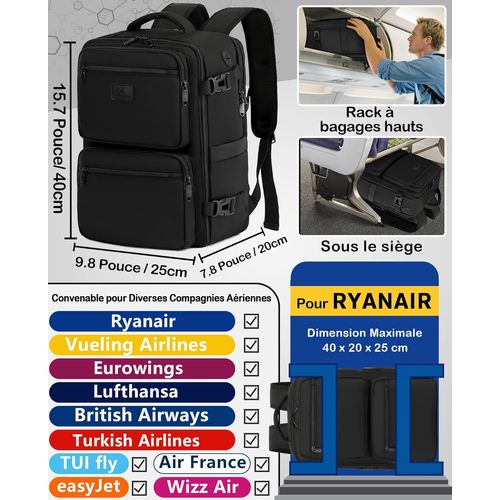 Sac a Dos Voyage Cabine Avion Sous Siege Organisation Efficace Hommes Femmes