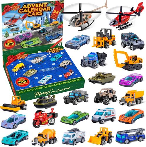 JEXNOVASHOP-Voitures en Alliage Léger Calendrier de l'Avent 2025 Pour Enfants - 24 Voitures de Jouet Noël Calendrier de l'Avent pour Garçons de 3, 4, 5, 6, 7 et 8 ans Calendrier Compte à Rebours