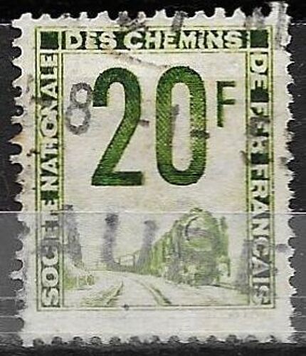 France 1944 / 47, Beau Timbre Pour Colis Postal - Petits Colis Yvert 11, Train Avec Locomotive À Vapeur, 20f. Vert Jeune, Oblitéré, Tbe.
