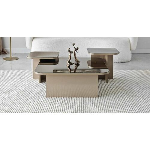 Table basse taupe et fumé 80x80x40 cm
