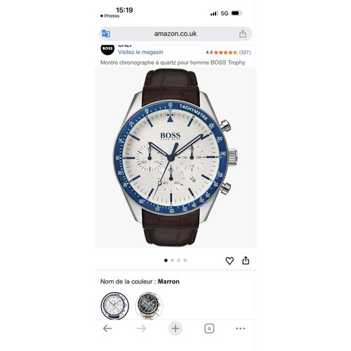 Montre Hugo Boss En Coffret Cadran Blanc Contour Bleu Bracelet Cuir