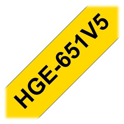 Brother HGE-651V5 - Noir sur jaune - Rouleau (2,4 cm x 8 m) 5 cassette(s) ruban laminé