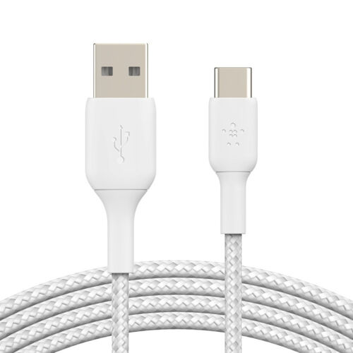 BELKIN Câble Tressé USB-C 0,15m (Blanc) - CAB002bt0MWH - Câble court haute résistance certifié USB-IF
