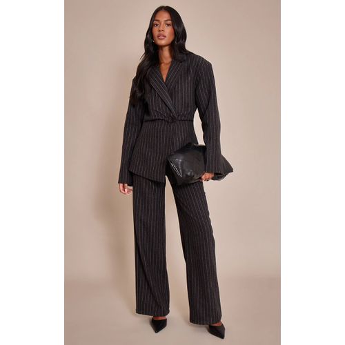 Femme Tall Pantalon Brossé Gris Charbon À Fines Rayures Gris Anthracite | Taille 36