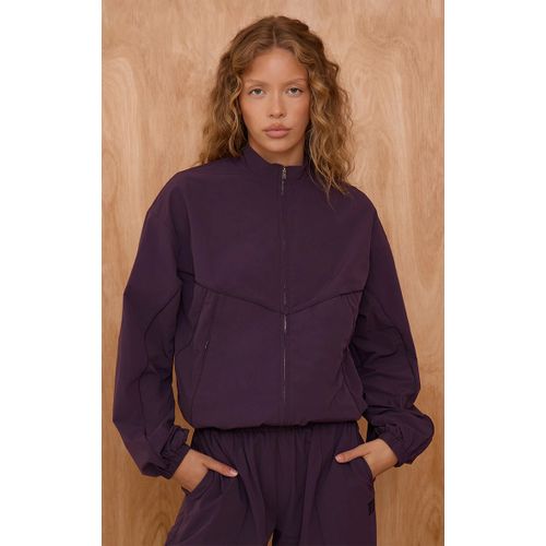 Femme Veste De Survêtement En Nylon Prune À Lisérés Surjetés | Taille Xs