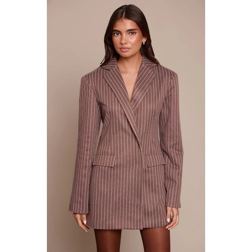 Femme Robe Blazer Brossée Chocolat À Rayures Fines Et Manches Longues | Taille 42