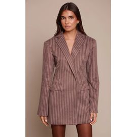 Femme Robe Blazer Brossée Chocolat À Rayures Fines Et Manches Longues | Taille 42