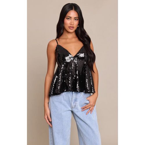 Femme Débardeur Fluide Noir À Sequins | Taille 44