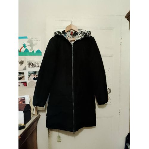 Blouson Doudoune Mi Long Irréversible Noir/Coloré 38 M Desigual.