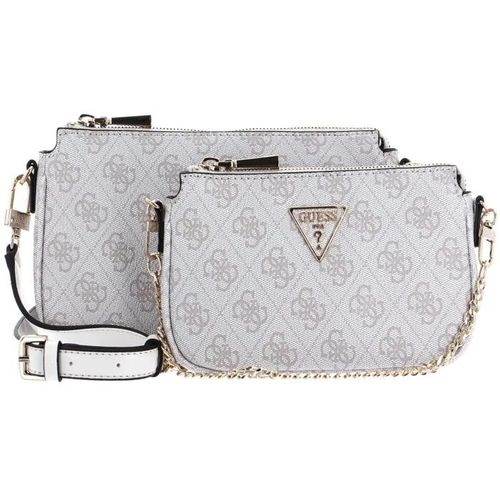 GUESS Sac à épaule bandoulière beige crème pour femme - Noelle Double Pouch Crossbody Dove Logo 217443
