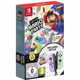 Pack Super Mario Party + paire de manettes Joy-Con gauche violet pastel & droite vert pastel Switch