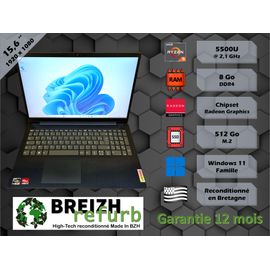 Lenovo 15ALC6 - 15.6" AMD Ryzen 5 5500U - 2.1 Ghz - Ram 8 Go - SSD 512 Go