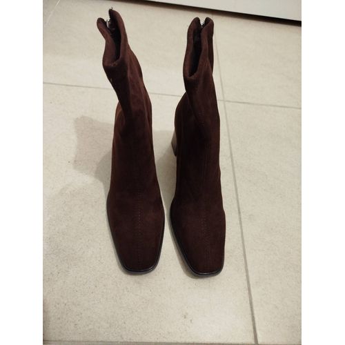 Bottines Marron Foncé Neuves A Talons - 38