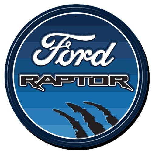 Tole Ronde Ford Raptor 30cm Plaque Emboutie Made In Usa