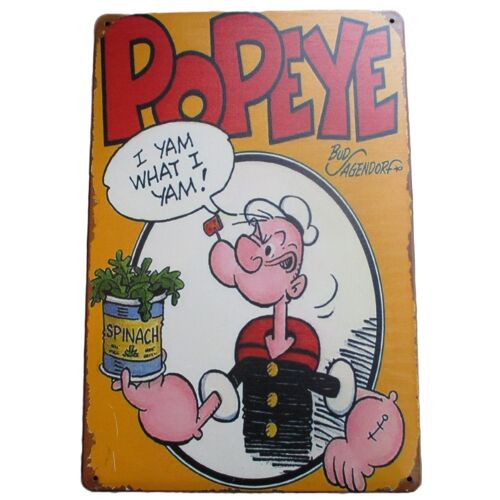 Tole Décorative Popeye Et Épinard Plaque 30x20cm I Yam What I Yam