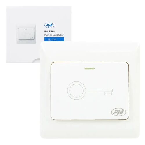 Interrupteur d'accès encastré PNI PB101, contact de sortie NO/COM, 36 V max. 3 A, blanc