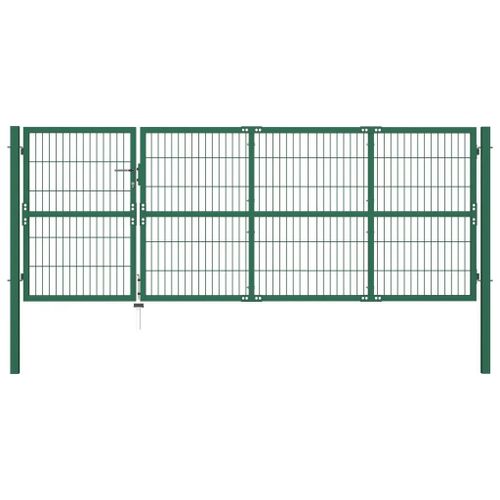 Prolenta Premium - Portail De Clôture De Jardin Avec Poteaux 350x120 Cm Acier Vert