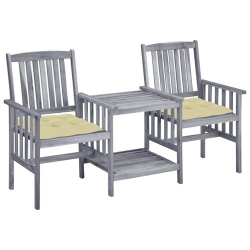 Prolenta Premium - Chaises de jardin avec table à thé et coussins Acacia solide